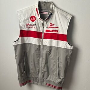 Prada Men's Gray and Red Racing Vest size 52